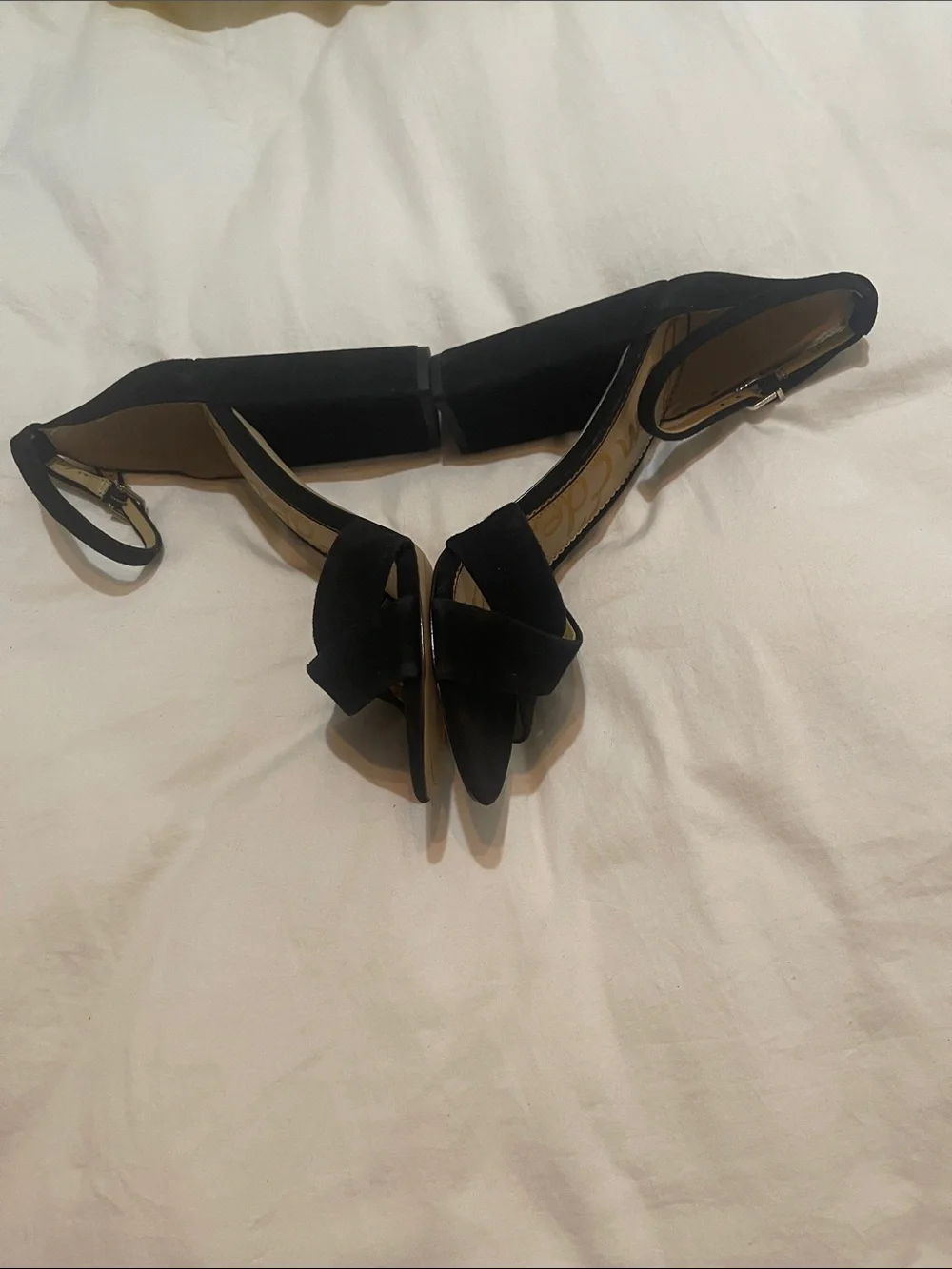 Sam edelman black leather suede block heel ankle strap sandals new sz 10 m